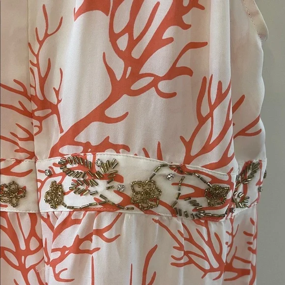 MICHAEL Michael Kors Silk Coral Print Halter Top with Embellished Waist, Size 10 - Picture 7 of 16